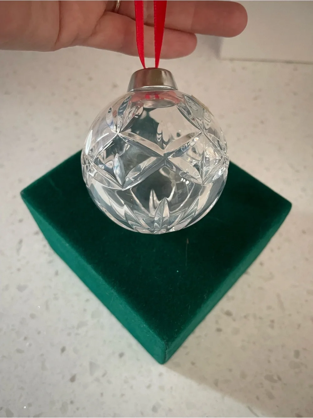 Hand Cut Glass Ornament 24% Lead Crystal Ornament From Czech Republic w/ Box